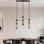 Lustre suspendu moderne à 3 lumières noir et or, lumières suspendues réglables avec abat-jour cylindriques en maille (sans ampoules)