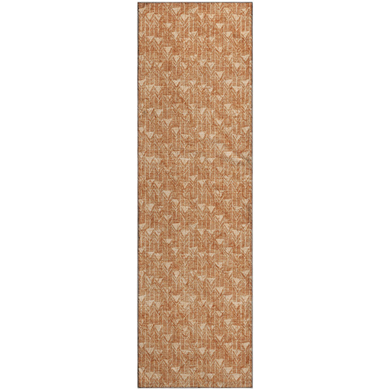 Premium Machine Washable Cerrito AMF514 Salmon Rug, Runner 2'3" x 7'6"