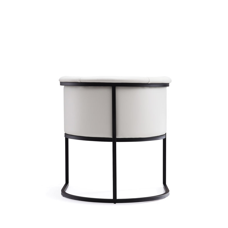 18.9'' H Faux Leather Upholstered Metal Armchair, White