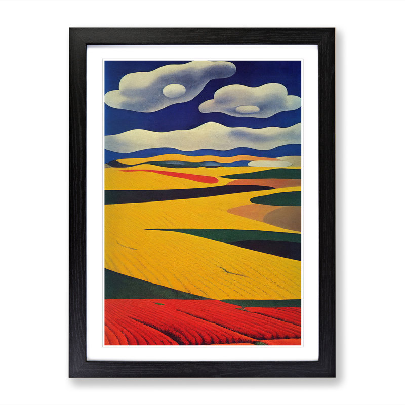 Wheat Field Impressionism Vol.2 - Single Picture Frame Print, Black, 64cm H x 46cm W x 2cm D