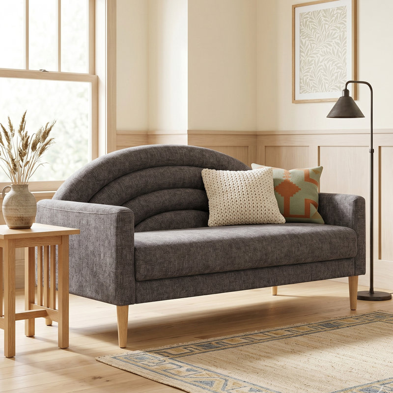 Canapé rembourré à deux places Michala, H 31,5 po x l 64,17 po x P 30,7 po, Polyester gris