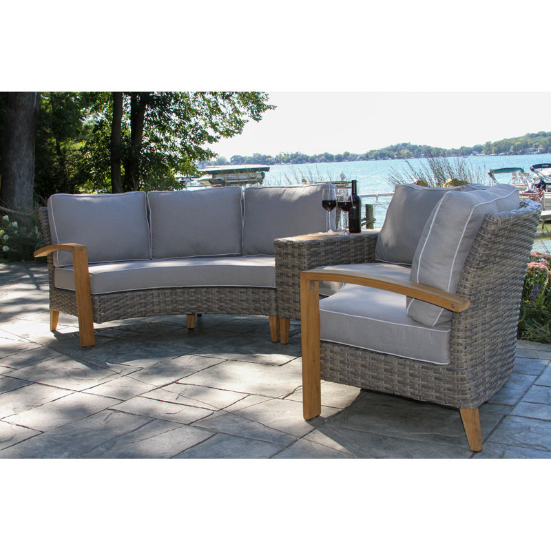 Teague Teak 6 - Person Patio Conversation Set with Cushions