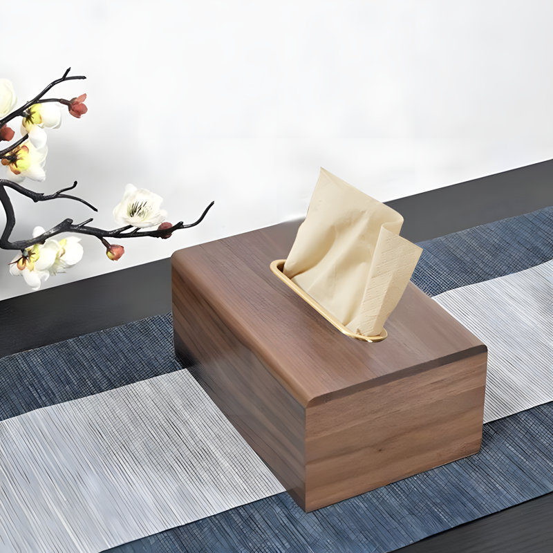 Porte-boîte à mouchoirs en bois massif - Distributeur de serviettes en bois de noyer noir de qualité supérieure pour le salon et la décoration intérieure