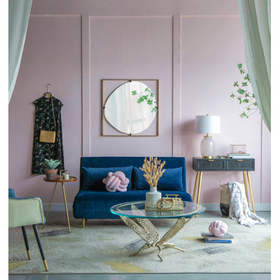Miroir coquelicot 32 x 1 x 32 po avec cadre en métal doré de style contemporain