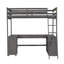 Lit mezzanine en bois avec bureau en U, tiroirs et tablettes de rangement-2073582902