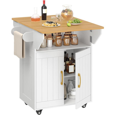 Chariot pour îlot de cuisine 33,3 po avec abattants et tablette 