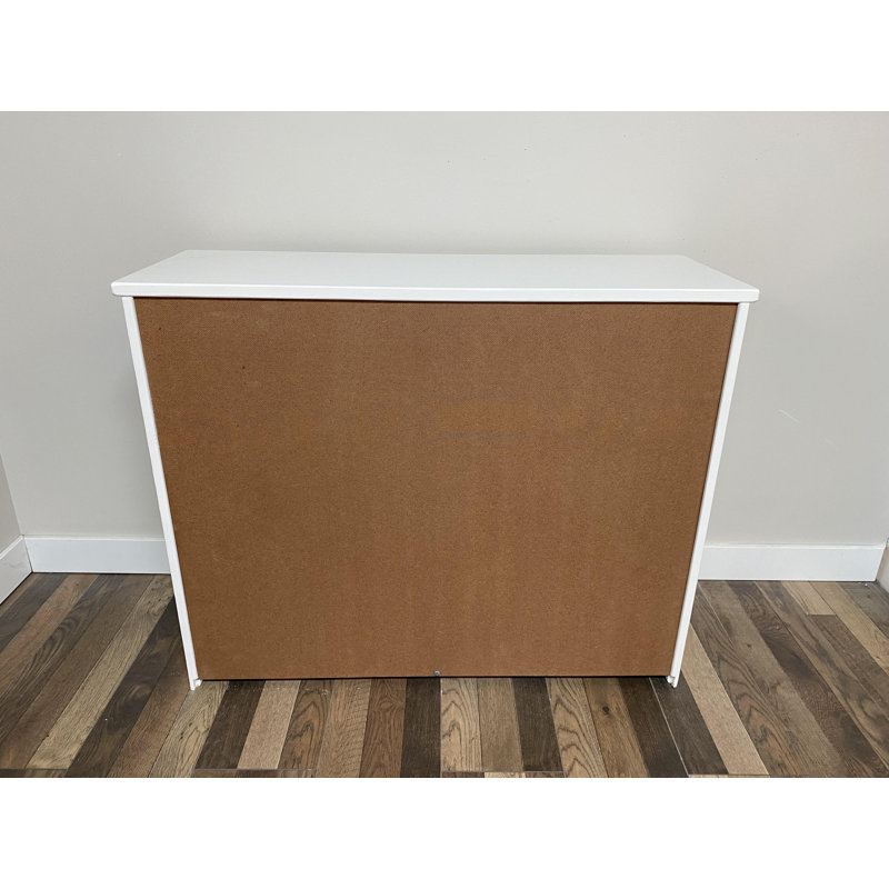 Cheyne Double Trash Bin Cabinet, White/Silver