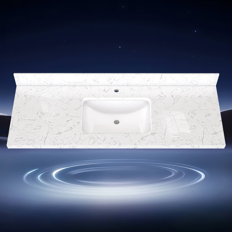48 po X P 22 po D Comptoir de salle de bain rectangulaire en marbre blanc cultivé