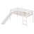 Solid Wood Twin Loft Bed With Slide, White - Frame, Safe Sleeping Elegant Design, Quality Construction Materials