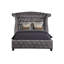 Ensemble de chambre à coucher capitonnée en cristal de style moderne avec grand lit 4 pièces (comprend: grand lit, table de chevet, commode et miroir) Ensemble de chambre à coucher en tissu de velours gris-252736861-252736858