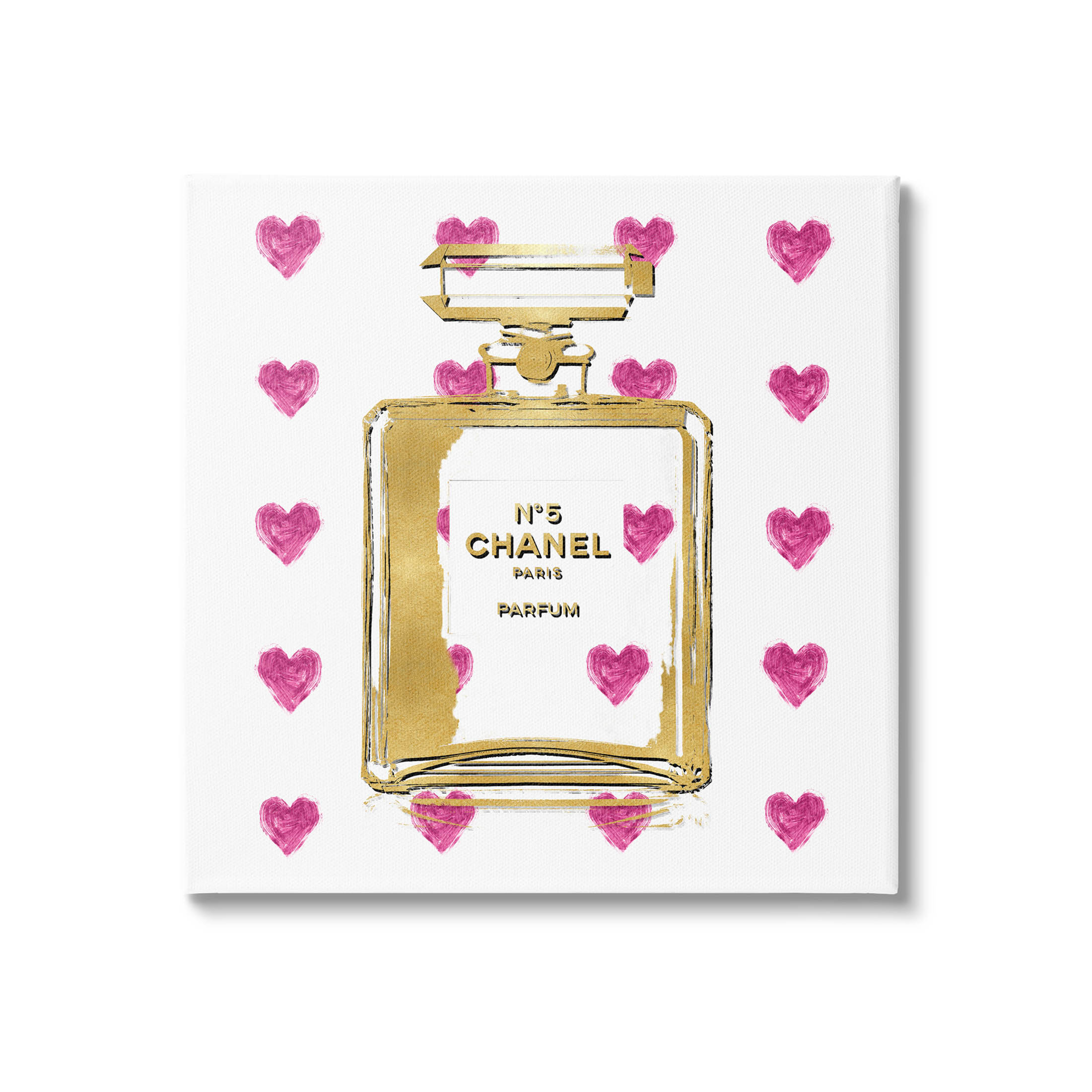 Stupell Hearts Pattern Perfume Bottle Canvas Wall Art by Madeline Blake - 30 x 30