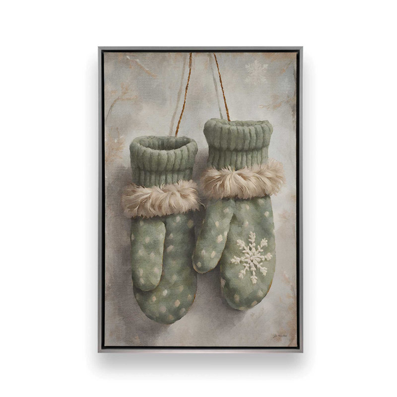 «Winter Mittens» par Jo Moulton, reproduction d'art, H 41,5 po x l 31,5 po, Impression sur toile flottante sans passe-partout