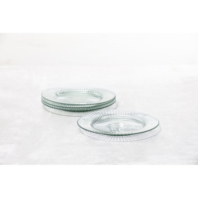Fortessa Archie Glass, 10.6 Inch Dinner Plate (Set of 4), Pink, Verde Green