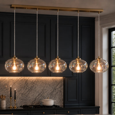 Willeford 5 - Light 52.4" W Oversized Kitchen Island Pendant with Iridescent Glass Accents