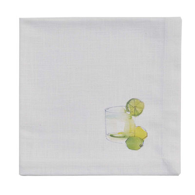  White Gin Tropical Drink Napkin Set of 4