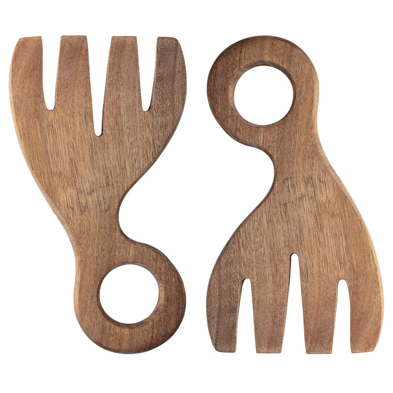 Couverts à salade en bois d'acacia brun (ensemble de 2 pièces)