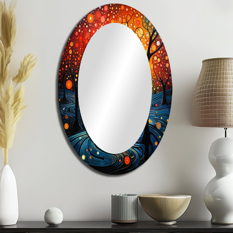Miroir mural ovale traditionnel pointillé II, 36 po x 24 po
