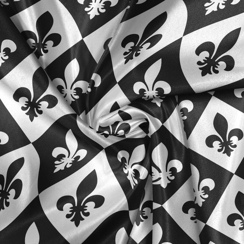 Rustic curtain, chessboard logo, white and black