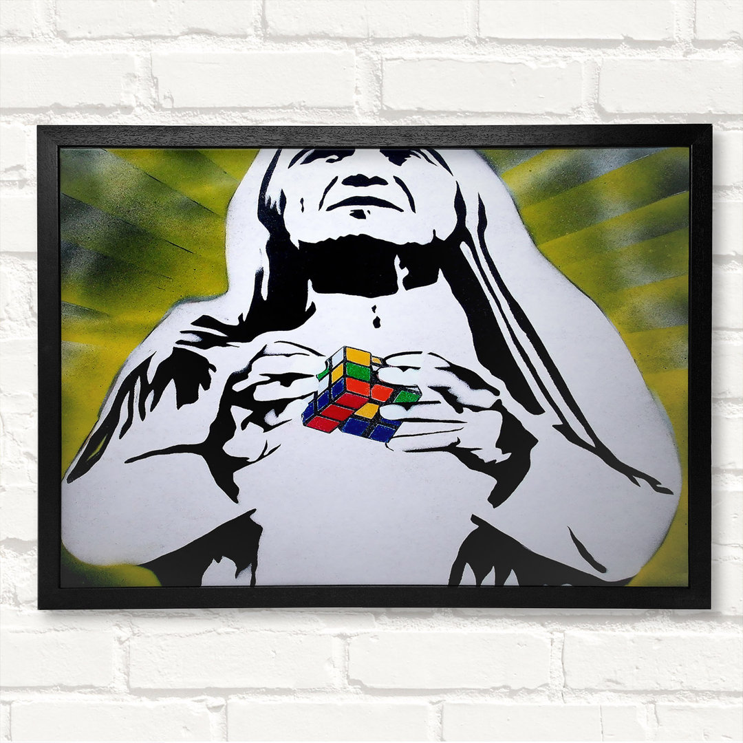 Gerahmtes Leinwandbild Mother Teresa Rubiks Cube