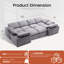 KKL - Grand canapé-lit modulaire modulaire de 150 po en tissu velours côtelé avec repose-pieds Cloud, sans assemblage requis, gris-955140492