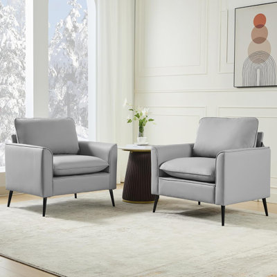 32In Wide Faux Leather Armchair (Set Of 2) by George Oliver