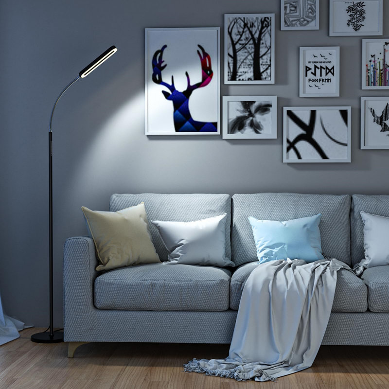 174cm LED Arched Floor Lamp, Black, 12 Watts