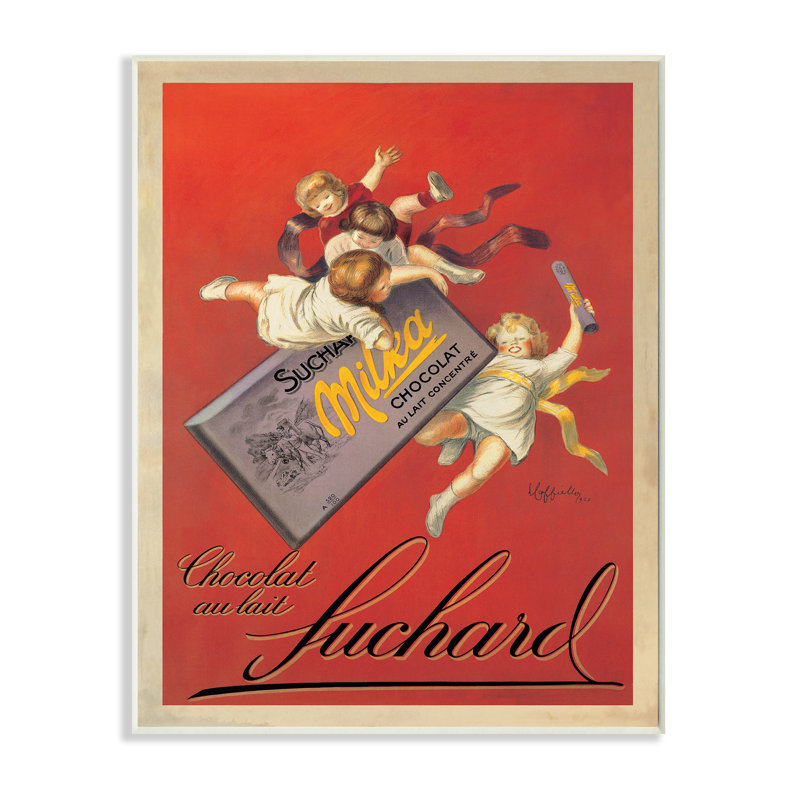 Publicité européenne rétro «Chocolat Au Lait», Plaque murale, H 15 po x l 10 po