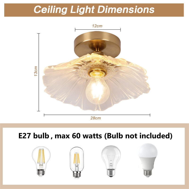 Glass Semi Flush Mount, White