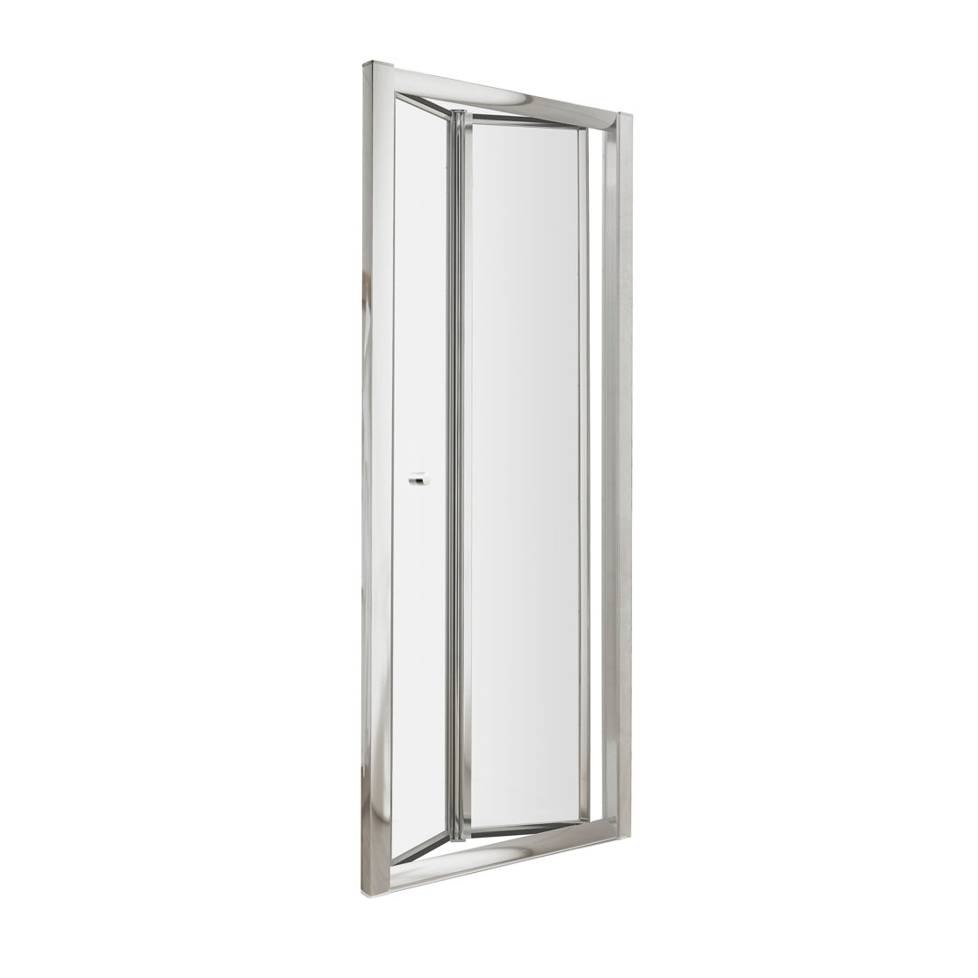 nuie 800mm Bi-Folding Shower Door - Chrome Finish - 4mm Toughened Safety Glass - Space Saving Inward Opening - Image 3