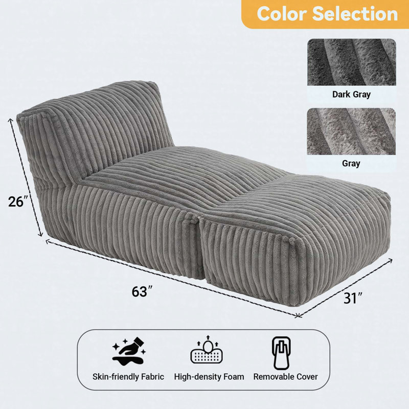 Canapé-lit modulaire avec méridienne convertible, LIGHT GREY