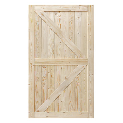 Porte de grange de 20 à 60 po avec porte de grange britannique sans finition / style moderne / bois massif / assemblage simple requis / sans quincaillerie coulissante 