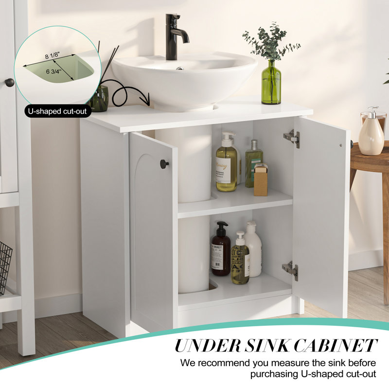 60cm Single Bathroom Vanity Base Modern Free-Standing, White