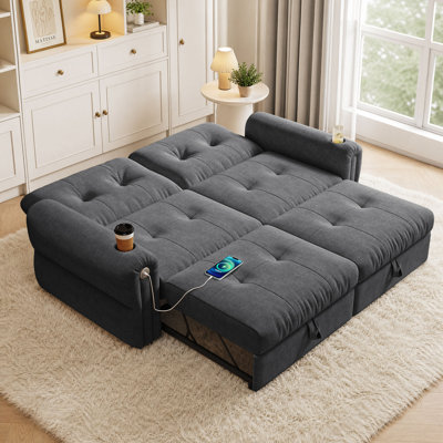 77" Upholstered Convertible Sleeper Sofa，2-in-1 sofa bed for both sitting and sleeping