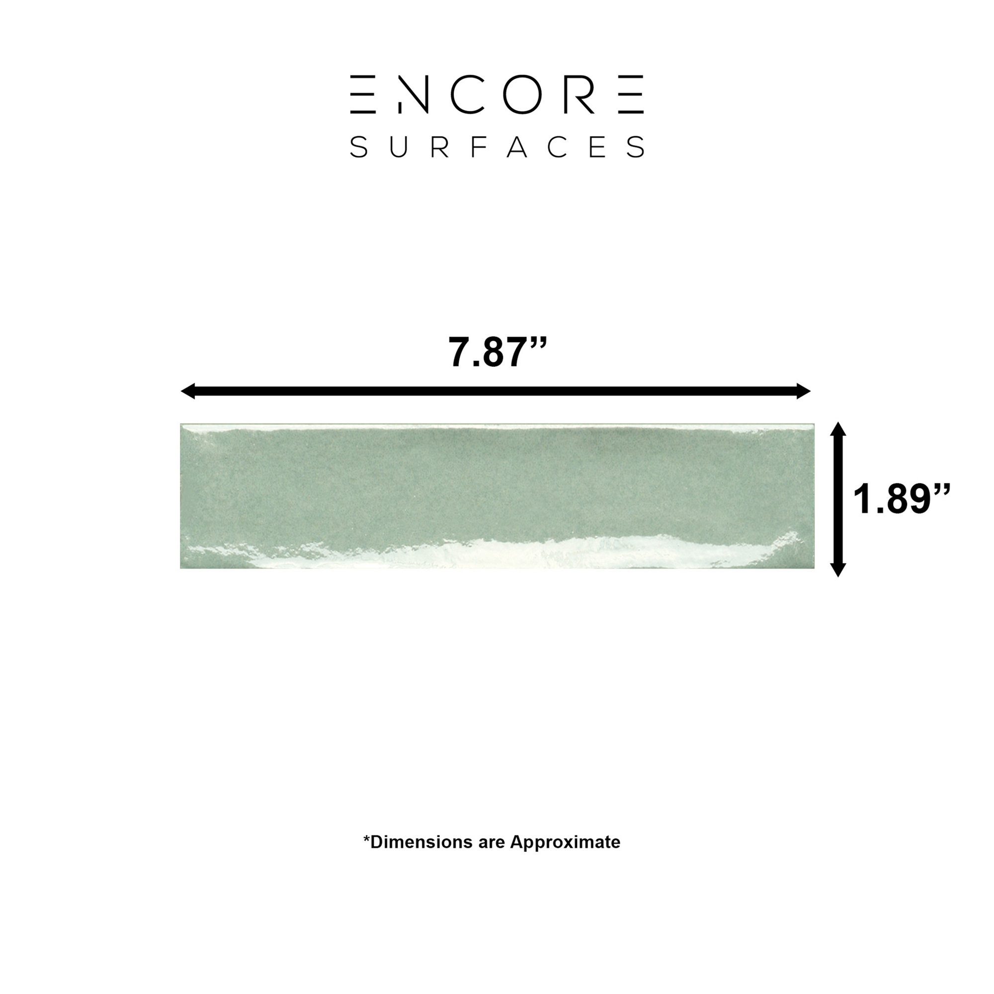 Morocca 2" x 8" Zellige Italian Porcelain Tile, Sea Water Light Green