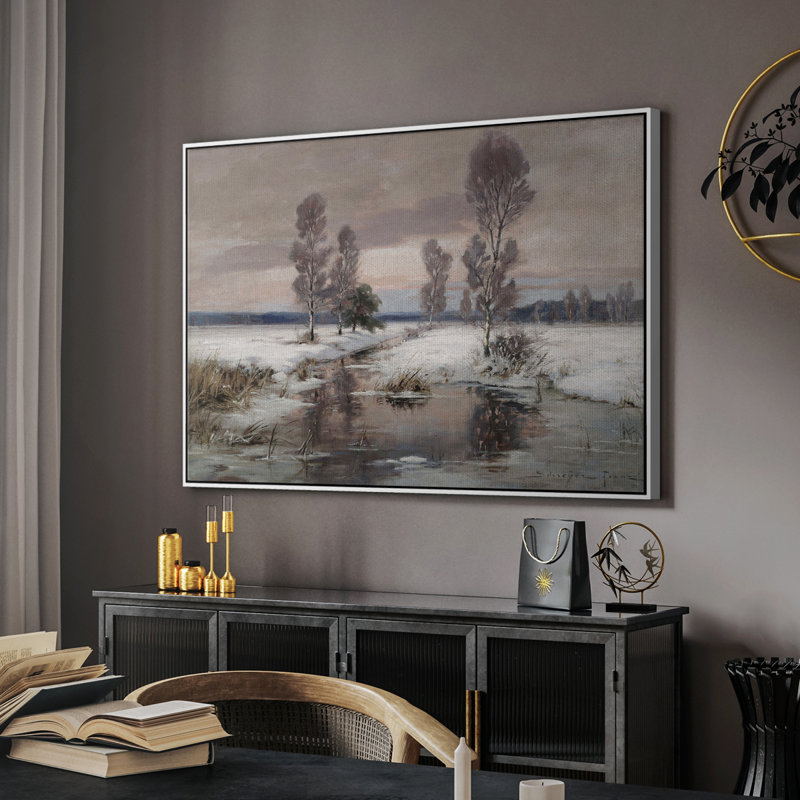 Paysage rétro - CCCLxxviii, H 27 po x l 41 po x P 2 po, Toile encadrée flottée blanche