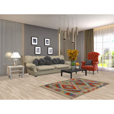 South Western Kilim Reversible Wool Rug 3x5
