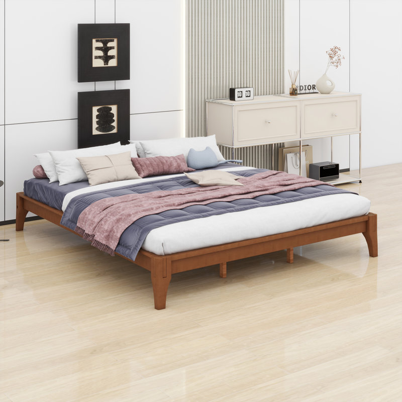 Bamboo Wood Platform Bed Frame, Brown