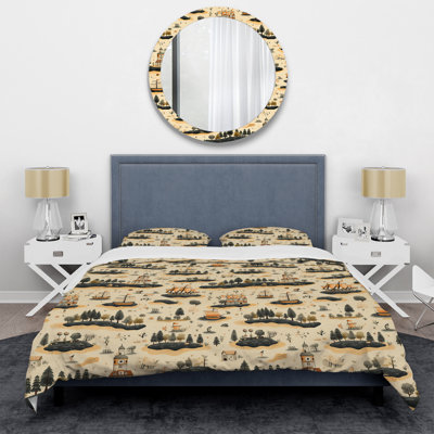 Pirate Treasure Hunt Abstract Duvet Cover