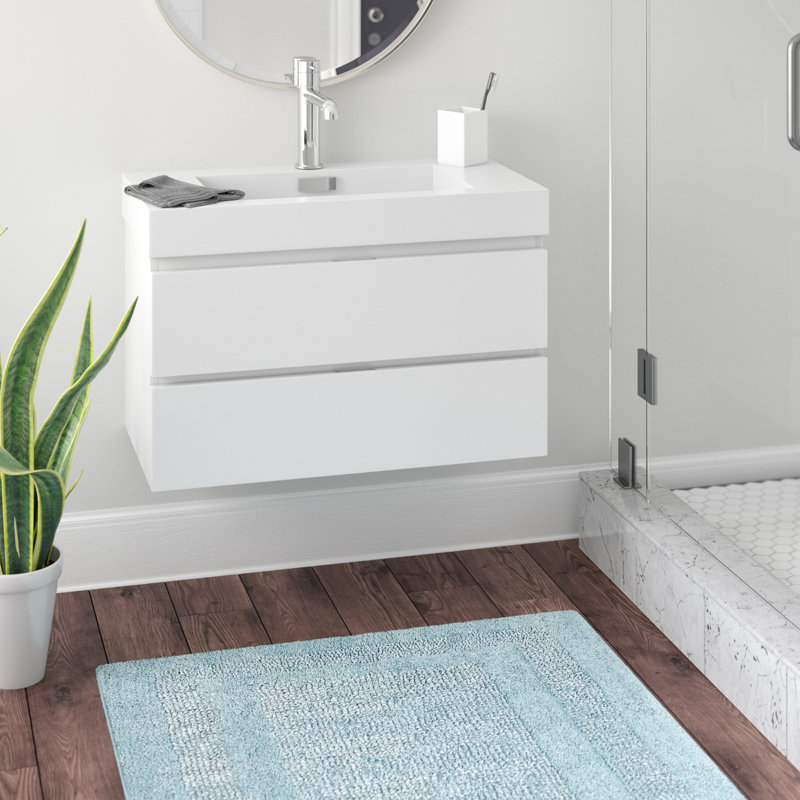 Royka 35.75'' Single Bathroom Vanity with Acrylic Top, Gloss White