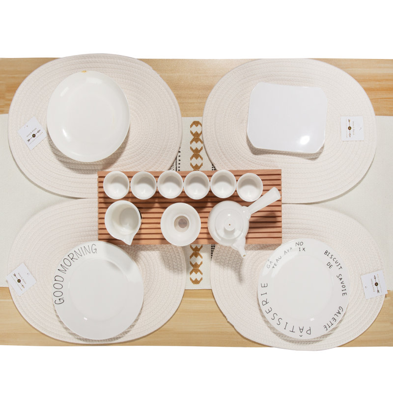 Napperons ovales en coton, Original beige