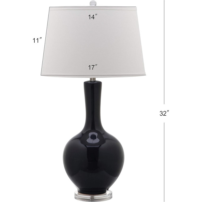 Blanche Navy Ceramic Table Lamp Set with White Cotton Shade