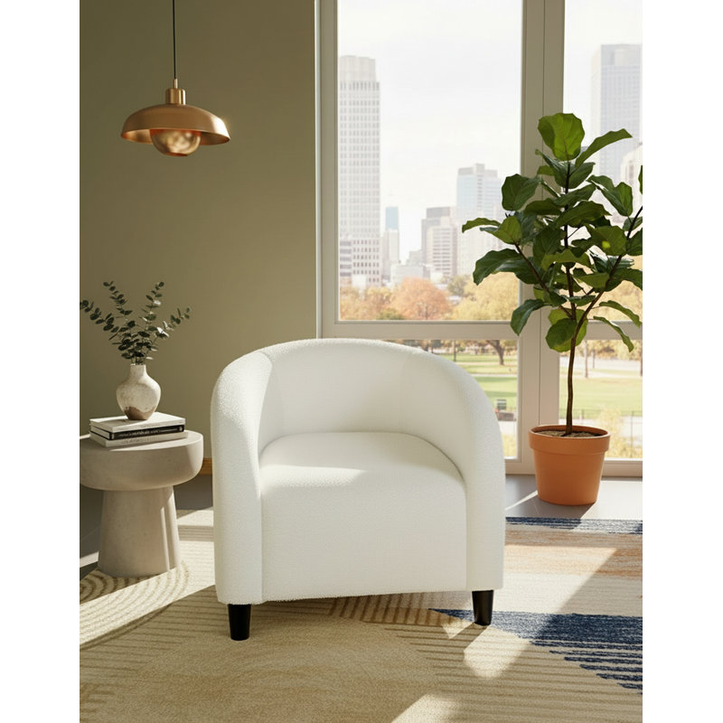 Chaises demi-tonneau en velours avec coussin moelleux, Velours beige