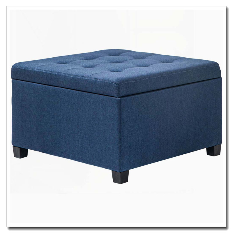 Square Tufted Storage Ottoman with Secure Hinge