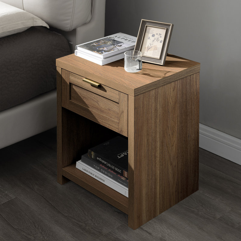 43cm W Manufactured Wood Bedside Table, Special Walnut