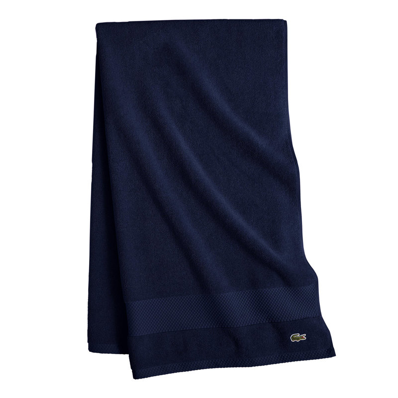 Lacoste Heritage 30X54 Cotton Bath Towel, 100% Supima Cotton, Micro-Fresh® Anti-Microbial, Navy
