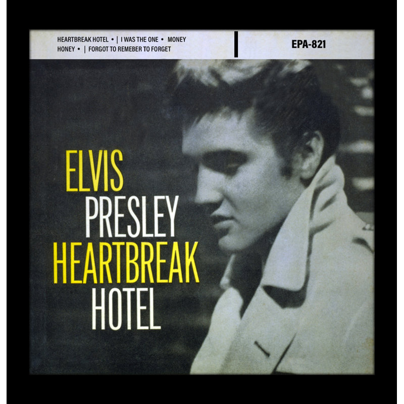 Elvis Presley - Heart Break Hot 12 x 12 sous plexi, affiche encadrée