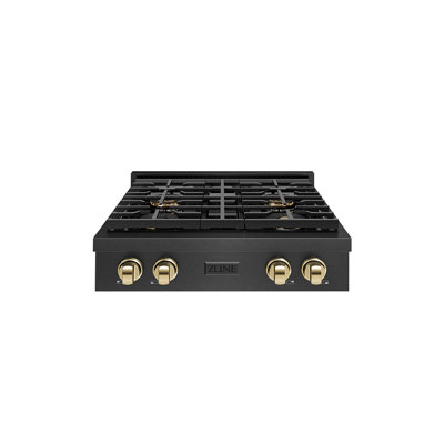 ZLINE Autograph 30 in. Paramount DuoPro Gas Rangetop in Black Satin Steel and Gold Accents