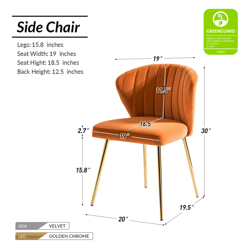 Chaise à oreilles Leona, Velours orange