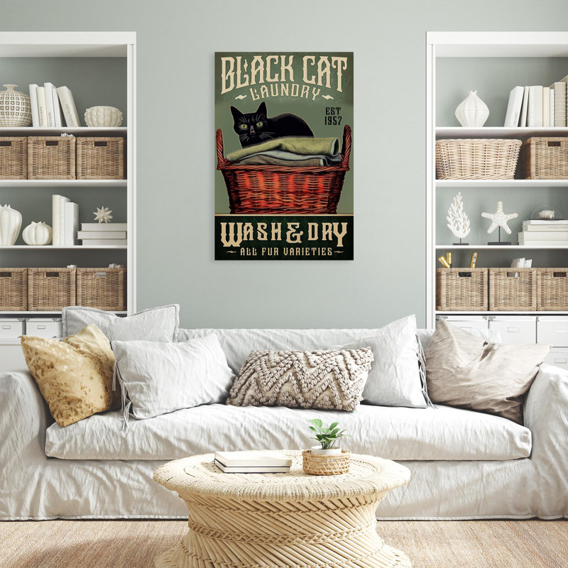 " Black Cat Laundry 1 ", 36" H x 24" W x 1.25" D