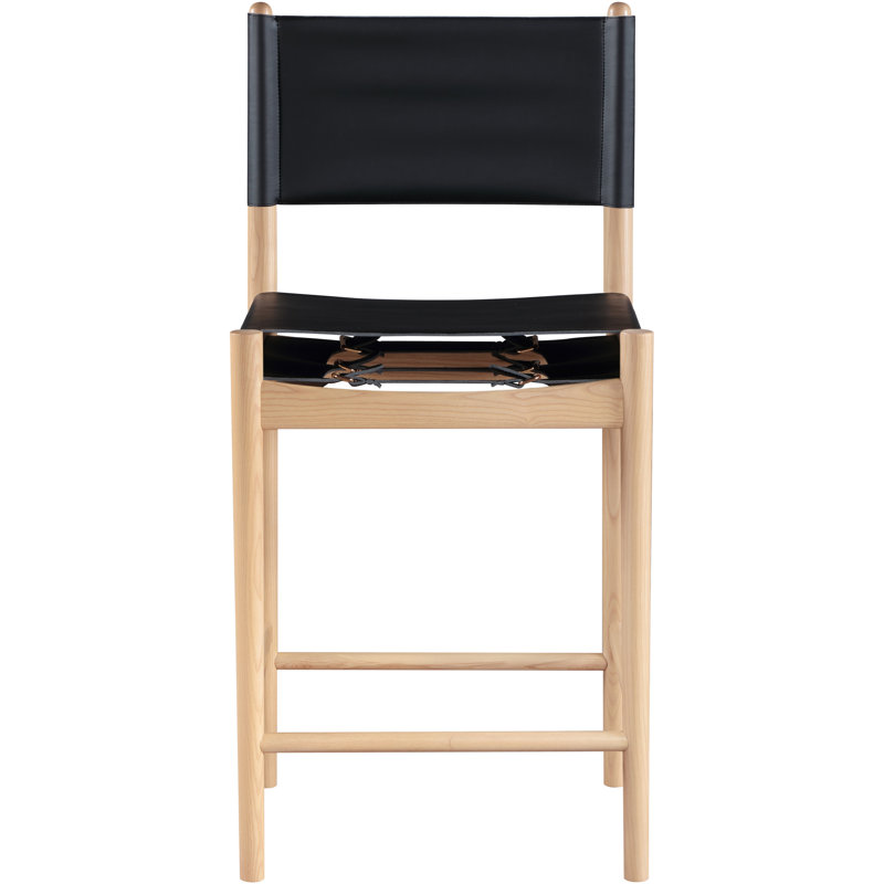 Tabouret de bar Rawlins, Cuir végétalien noir, Naturel